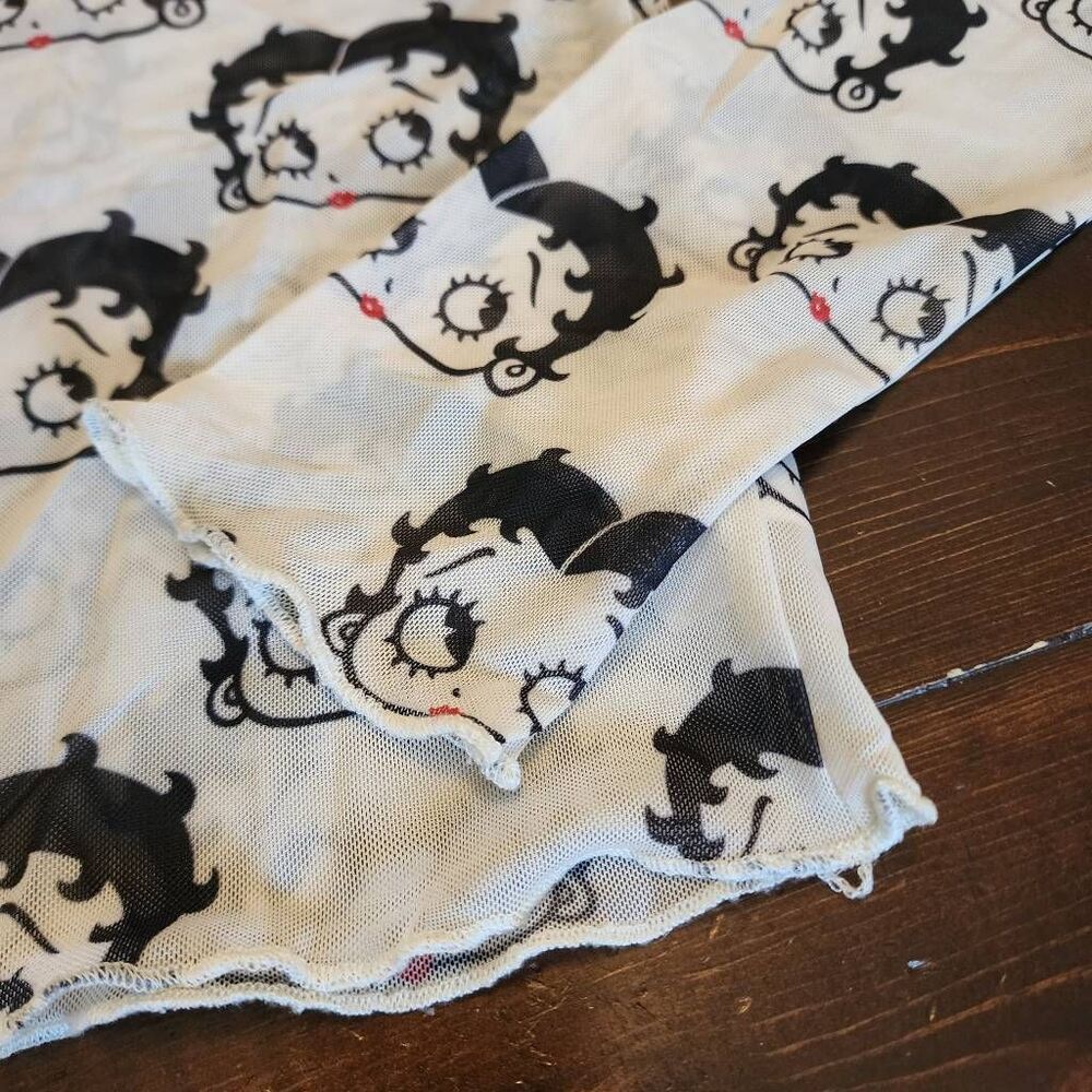 Betty Boop Women's Mesh Long Sleeve Sheer Top Size Large - Picture 2 of 5